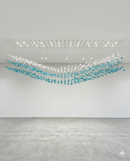 Custom Crystal Wave Chandelier – Modern LED Hanging Light for Ceiling