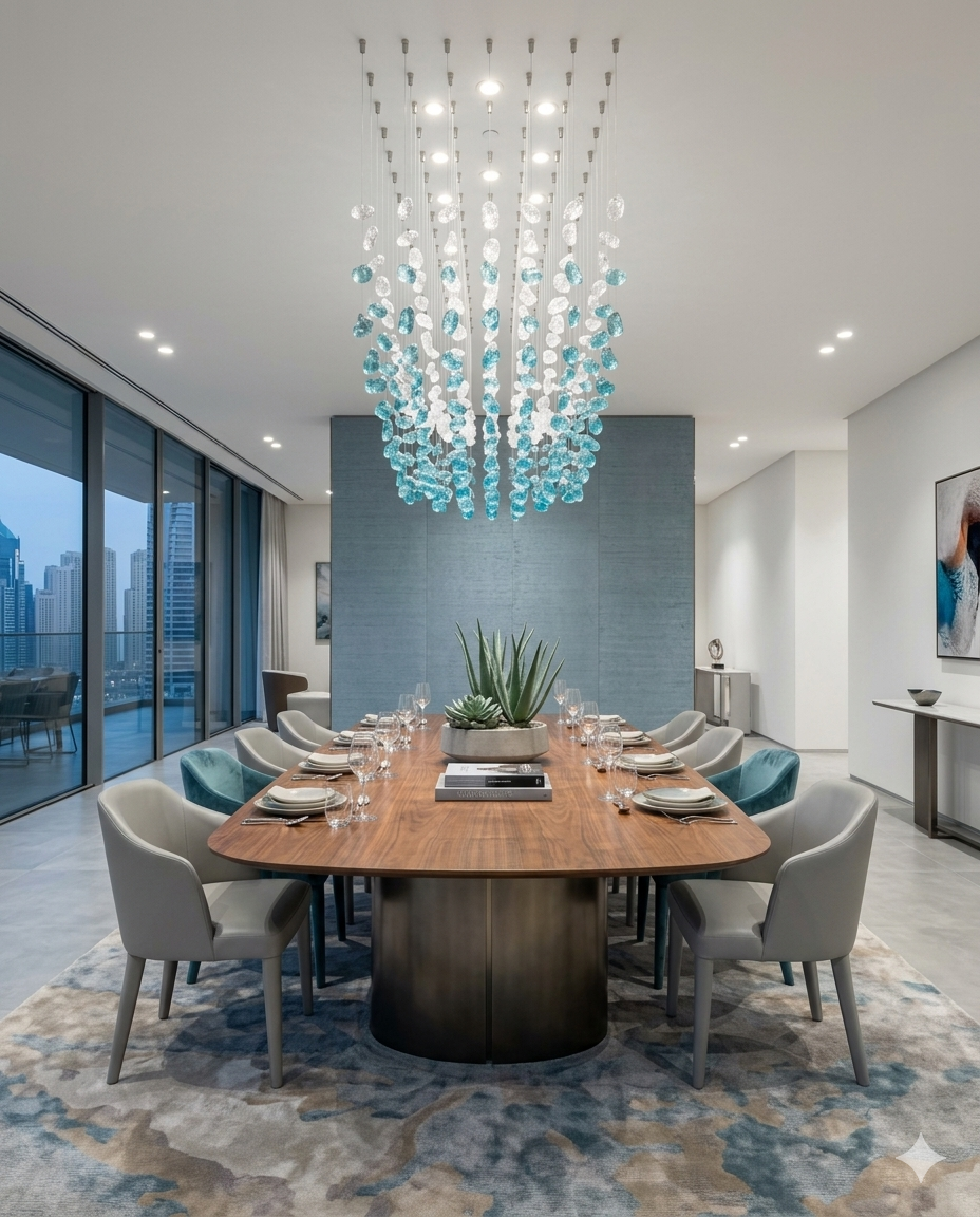 Custom Crystal Wave Chandelier – Modern LED Hanging Light for Ceiling