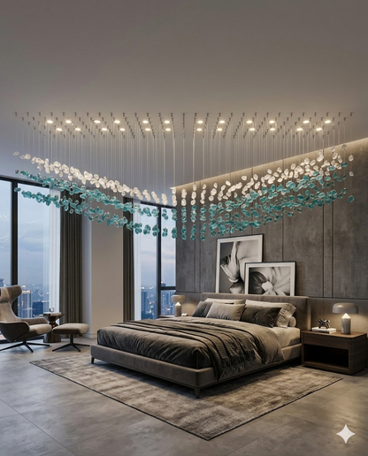 Custom Crystal Wave Chandelier – Modern LED Hanging Light for Ceiling
