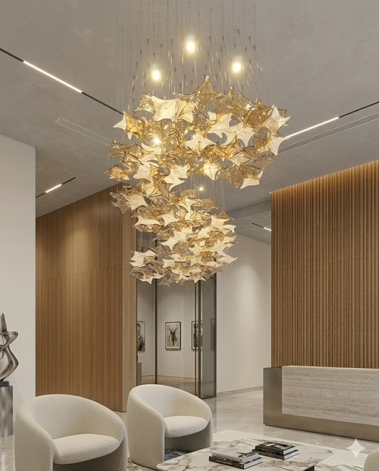Custom Modern Crystal Hanging Chandelier – Luxury LED Ceiling Light Orange White