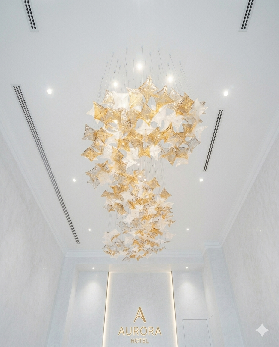 Custom Modern Crystal Hanging Chandelier – Luxury LED Ceiling Light Orange White