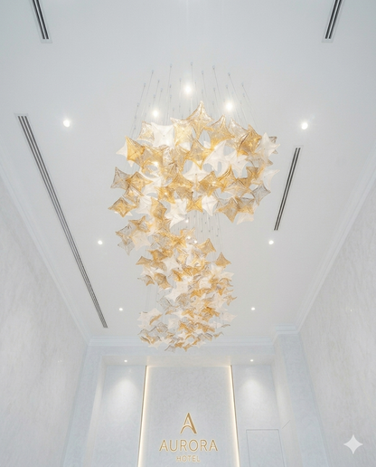 Custom Modern Crystal Hanging Chandelier – Luxury LED Ceiling Light Orange White
