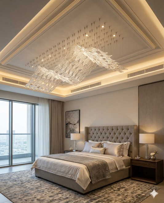 Luxury Wave Crystal Chandelier LED Ceiling Light – Custom Modern Hanging Ceiling Design (3m & 2m Options)