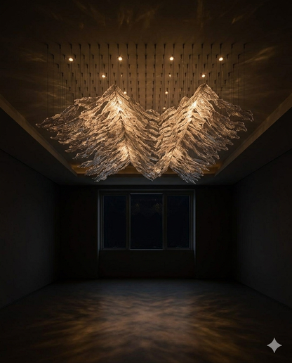 Luxury Wave Crystal Chandelier LED Ceiling Light – Custom Modern Hanging Ceiling Design (3m & 2m Options)