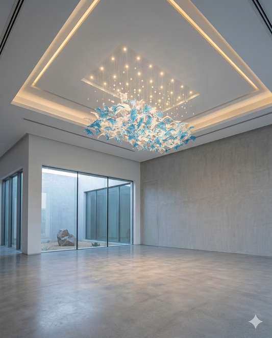 Modern Custom Blue & White Crystal Chandelier LED Ceiling Light – Custom Hanging Luxury Designer Light