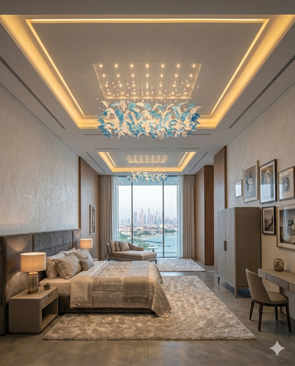 Modern Custom Blue & White Crystal Chandelier LED Ceiling Light – Custom Hanging Luxury Designer Light
