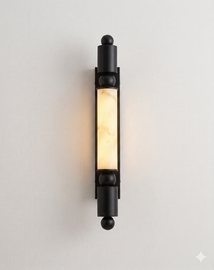 60cm Luxury Marble-Fiber LED Sconce – Minimalist Column Wall Light in Matte Black or Brushed Gold