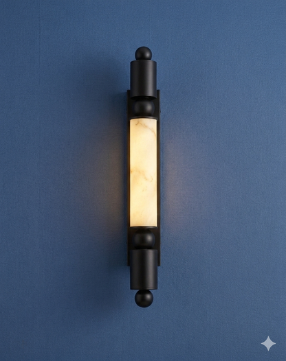 60cm Luxury Marble-Fiber LED Sconce – Minimalist Column Wall Light in Matte Black or Brushed Gold