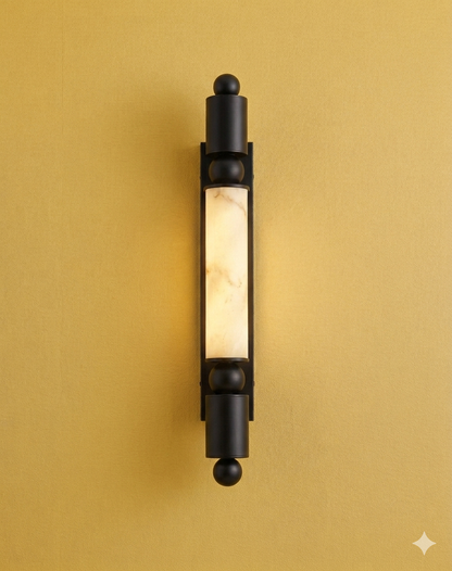 60cm Luxury Marble-Fiber LED Sconce – Minimalist Column Wall Light in Matte Black or Brushed Gold