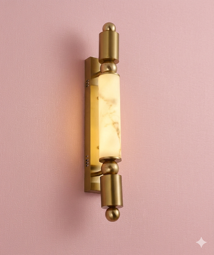 60cm Luxury Marble-Fiber LED Sconce – Minimalist Column Wall Light in Matte Black or Brushed Gold