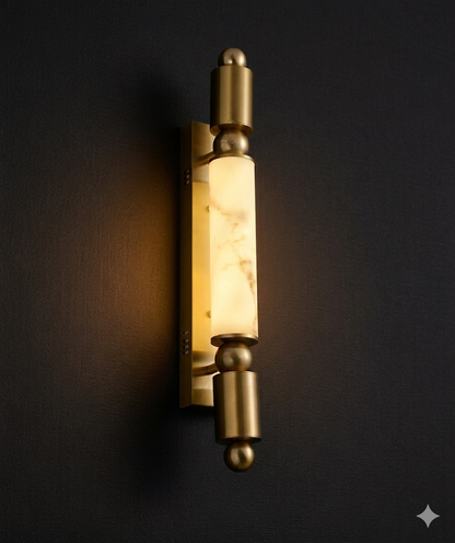 60cm Luxury Marble-Fiber LED Sconce – Minimalist Column Wall Light in Matte Black or Brushed Gold