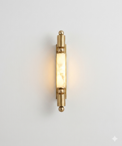 60cm Luxury Marble-Fiber LED Sconce – Minimalist Column Wall Light in Matte Black or Brushed Gold