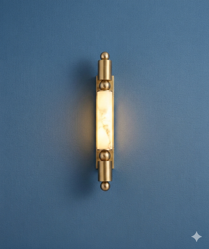 60cm Luxury Marble-Fiber LED Sconce – Minimalist Column Wall Light in Matte Black or Brushed Gold