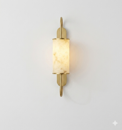 Modern Marble Design Wall Light – Fiber Body LED Sconce with Black & Gold Brass Finish (60 cm)