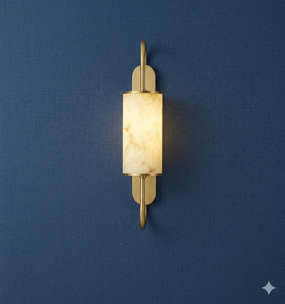 Modern Marble Design Wall Light – Fiber Body LED Sconce with Black & Gold Brass Finish (60 cm)