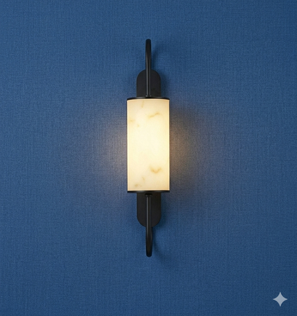 Modern Marble Design Wall Light – Fiber Body LED Sconce with Black & Gold Brass Finish (60 cm)