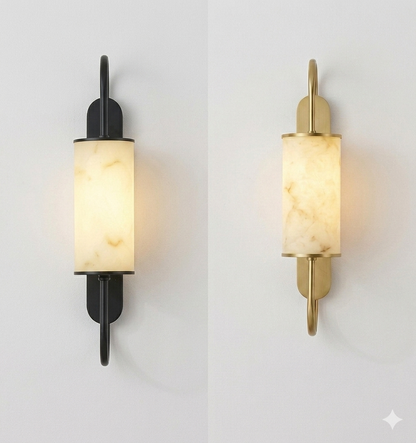 Modern Marble Design Wall Light – Fiber Body LED Sconce with Black & Gold Brass Finish (60 cm)