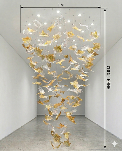 Luxury White & Gold Crystal Chandelier – Custom Hanging LED Ceiling Light (Modern Designer Statement)
