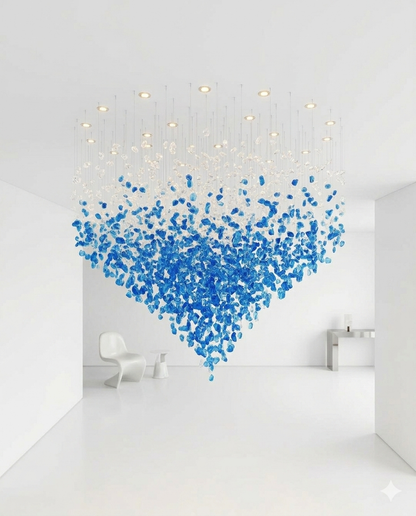 Custom Blue & White Crystal Raindrop Chandelier – Luxury Modern Hanging Ceiling Light
