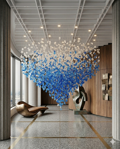 Custom Blue & White Crystal Raindrop Chandelier – Luxury Modern Hanging Ceiling Light