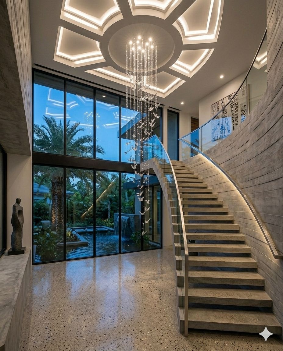 Luxury Custom Silver Butterfly Crystal Chandelier for 3M Villa Staircase