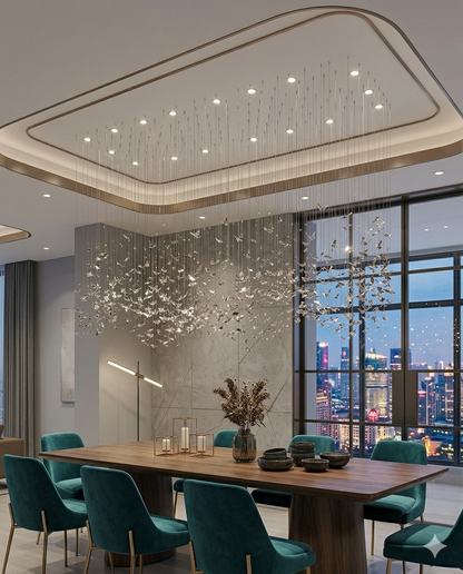 Custom Silver Crystal Butterfly Chandelier - Height Adjustable (1.5cm - 2m) | Modern Luxury Flying Butterfly Ceiling Light
