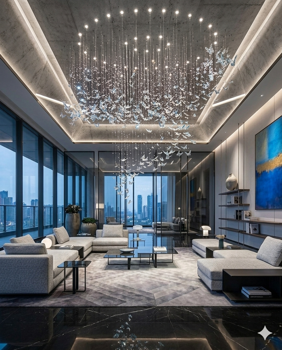 Magnificent 2-Meter Custom Crystal Butterfly Chandelier – 3M Drop Modern Ceiling Light