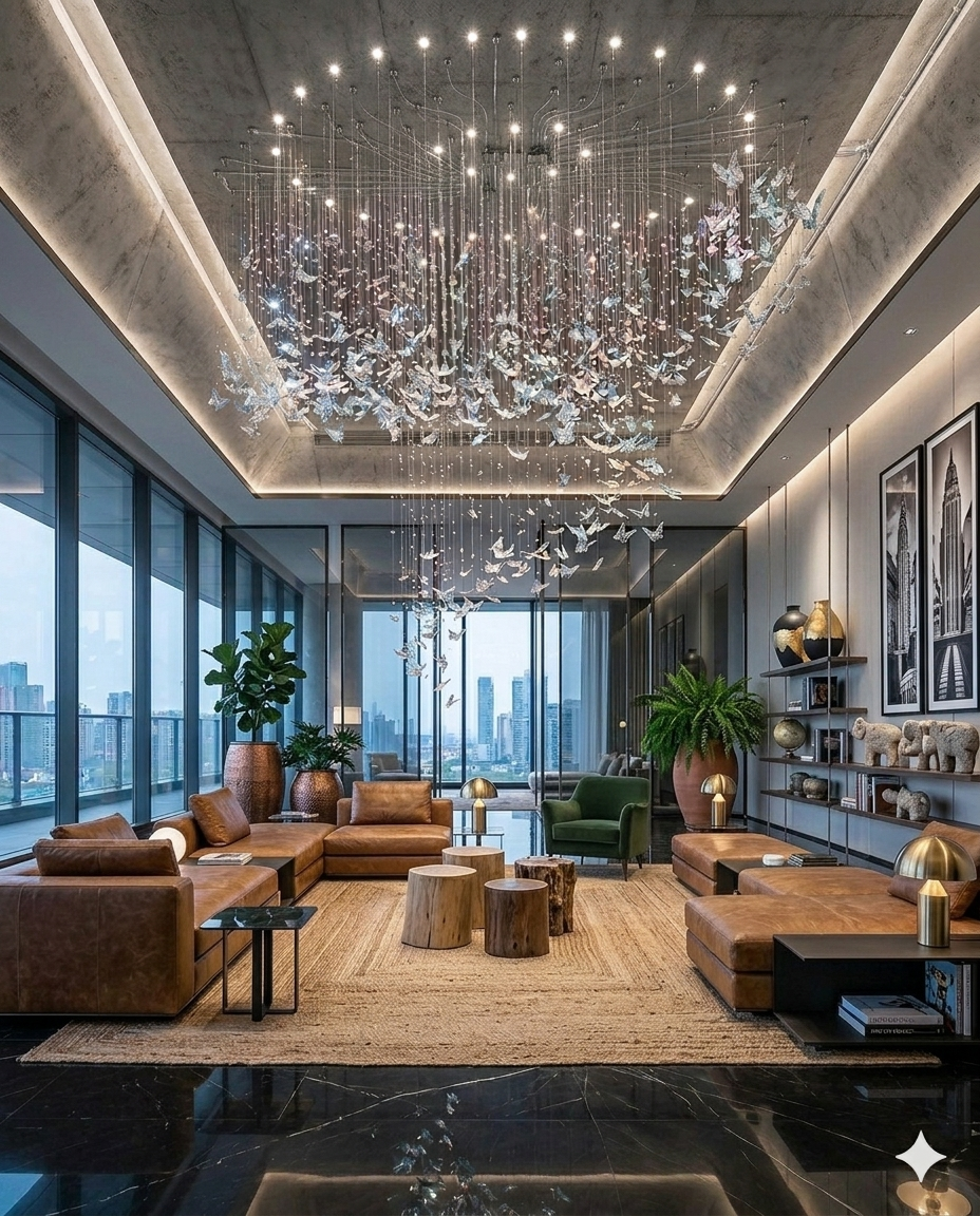 Magnificent 2-Meter Custom Crystal Butterfly Chandelier – 3M Drop Modern Ceiling Light