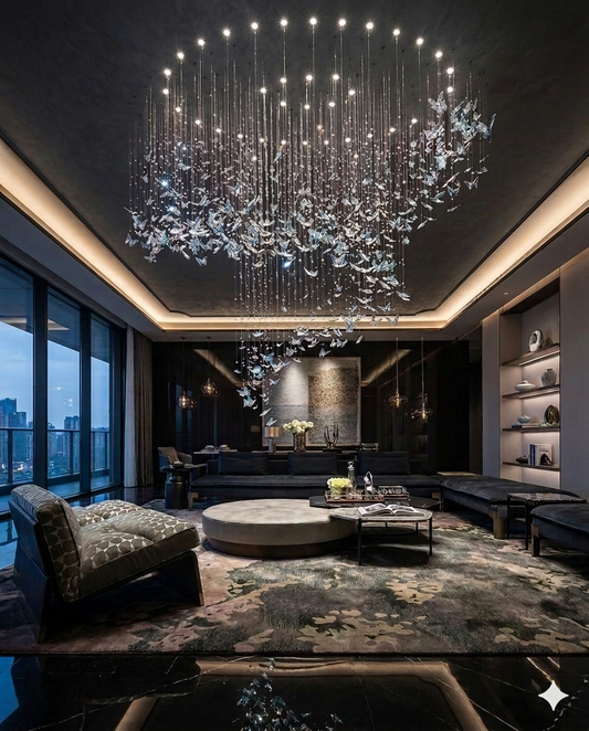 Magnificent 2-Meter Custom Crystal Butterfly Chandelier – 3M Drop Modern Ceiling Light
