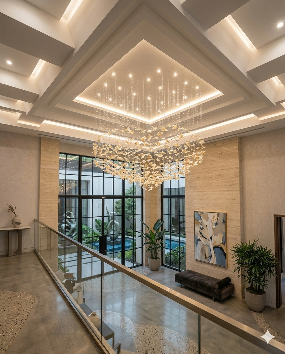 Custom Glass Leaf Chandelier, Heart-Shaped | Modern Luxury Pendant Light (1M & 2M Sizes)
