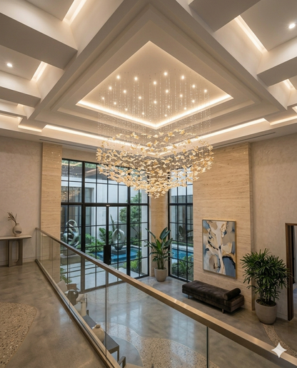 Custom Glass Leaf Chandelier, Heart-Shaped | Modern Luxury Pendant Light (1M & 2M Sizes)