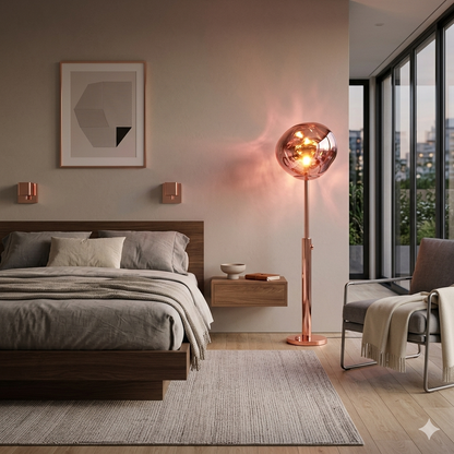 Luxury Melt Lava Floor Lamp – Adjustable Rose Gold Standing Lamp with Stainless Steel Body