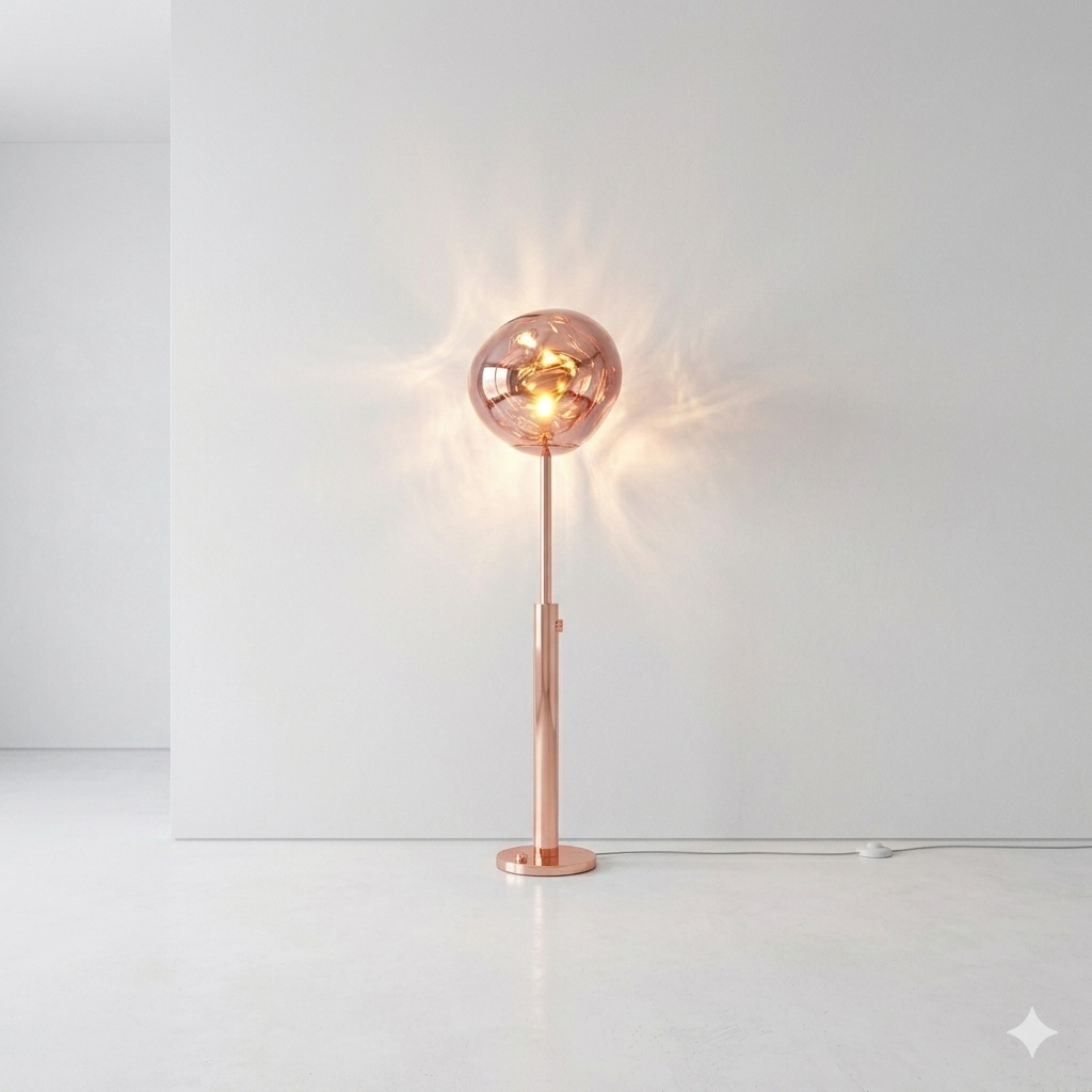 Luxury Melt Lava Floor Lamp – Adjustable Rose Gold Standing Lamp with Stainless Steel Body
