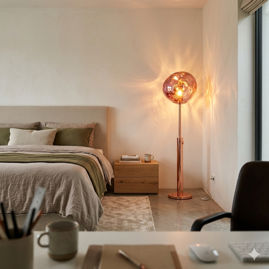 Luxury Melt Lava Floor Lamp – Adjustable Rose Gold Standing Lamp with Stainless Steel Body