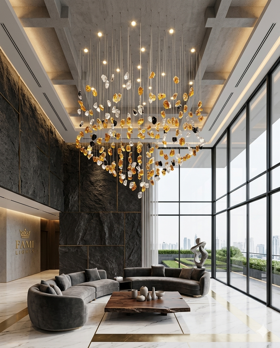 1 Meter Round Custom Chandelier | Modern Multi-Color Ceiling Light