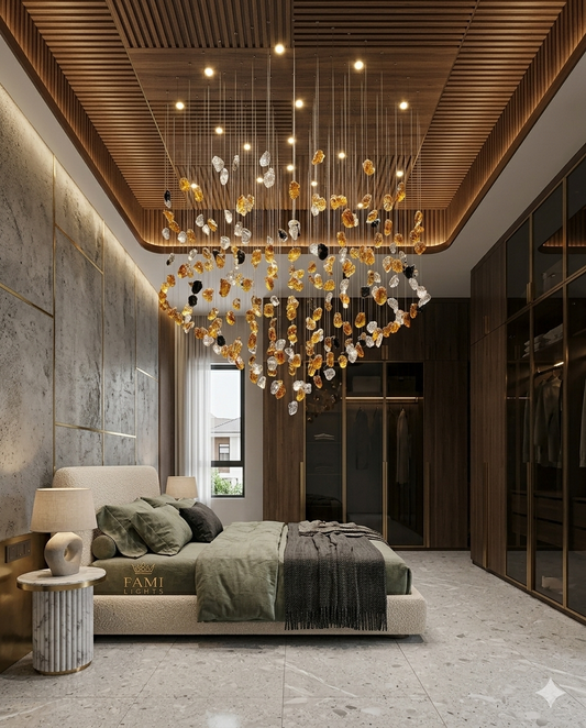 1 Meter Round Custom Chandelier | Modern Multi-Color Ceiling Light