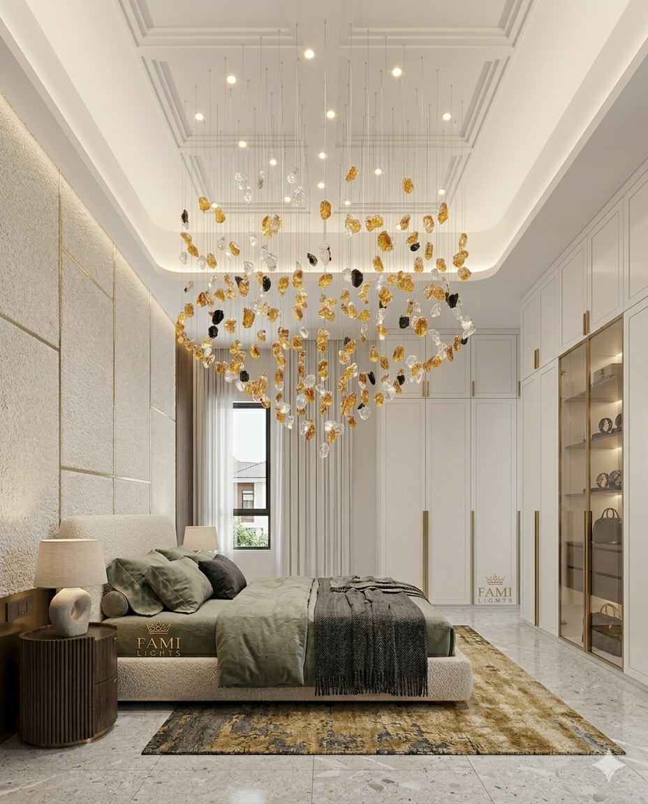 1 Meter Round Custom Chandelier | Modern Multi-Color Ceiling Light