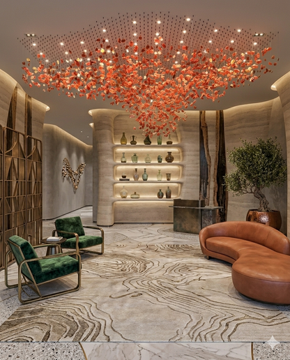 Custom Red Crystal Stone Rectangular Chandelier 3M | Luxury Modern Linear Chandelier for Hotel Lobby & Dining Hall