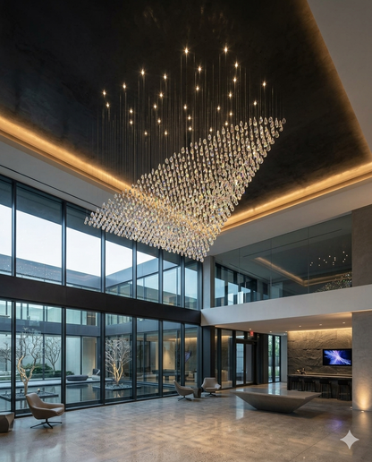Custom Triangle Crystal Chandelier - Luxury 2M x 1M White Stone Accent Lighting