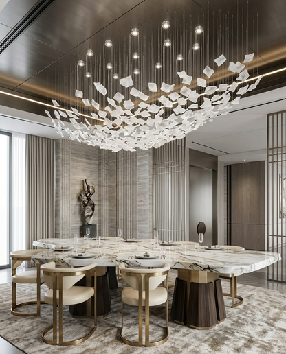 Bespoke 2-Meter Shallow Bowl Chandelier | Custom Frosted Glass Light