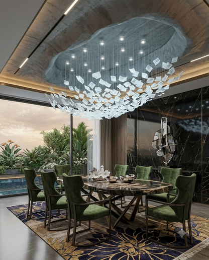 Bespoke 2-Meter Shallow Bowl Chandelier | Custom Frosted Glass Light