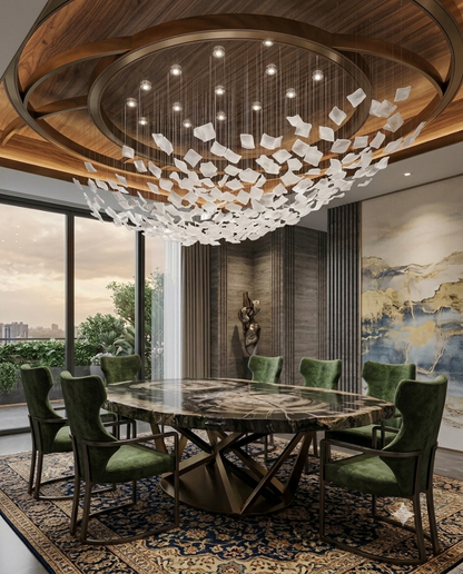 Bespoke 2-Meter Shallow Bowl Chandelier | Custom Frosted Glass Light