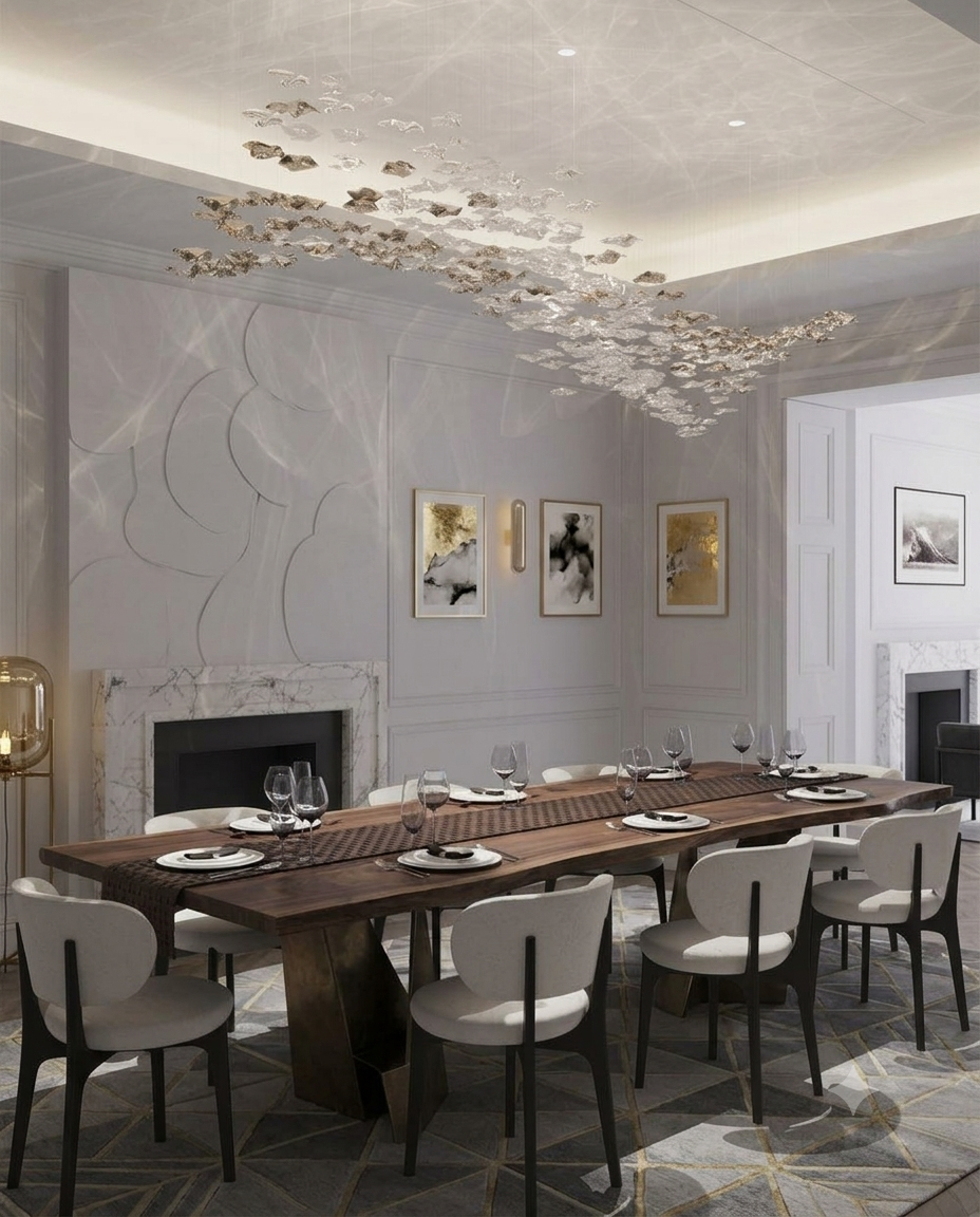 Luxury Custom Glass Chandelier - Modern Clear & Silver Pendant Light (2m x 60cm)