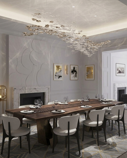 Luxury Custom Glass Chandelier - Modern Clear & Silver Pendant Light (2m x 60cm)