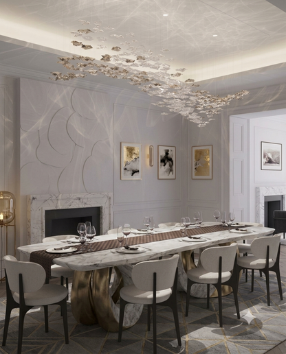 Luxury Custom Glass Chandelier - Modern Clear & Silver Pendant Light (2m x 60cm)