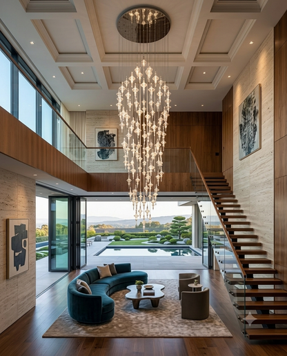 3-Meter Cascading Cone Glass Chandelier - 80cm Custom Stairwell Light