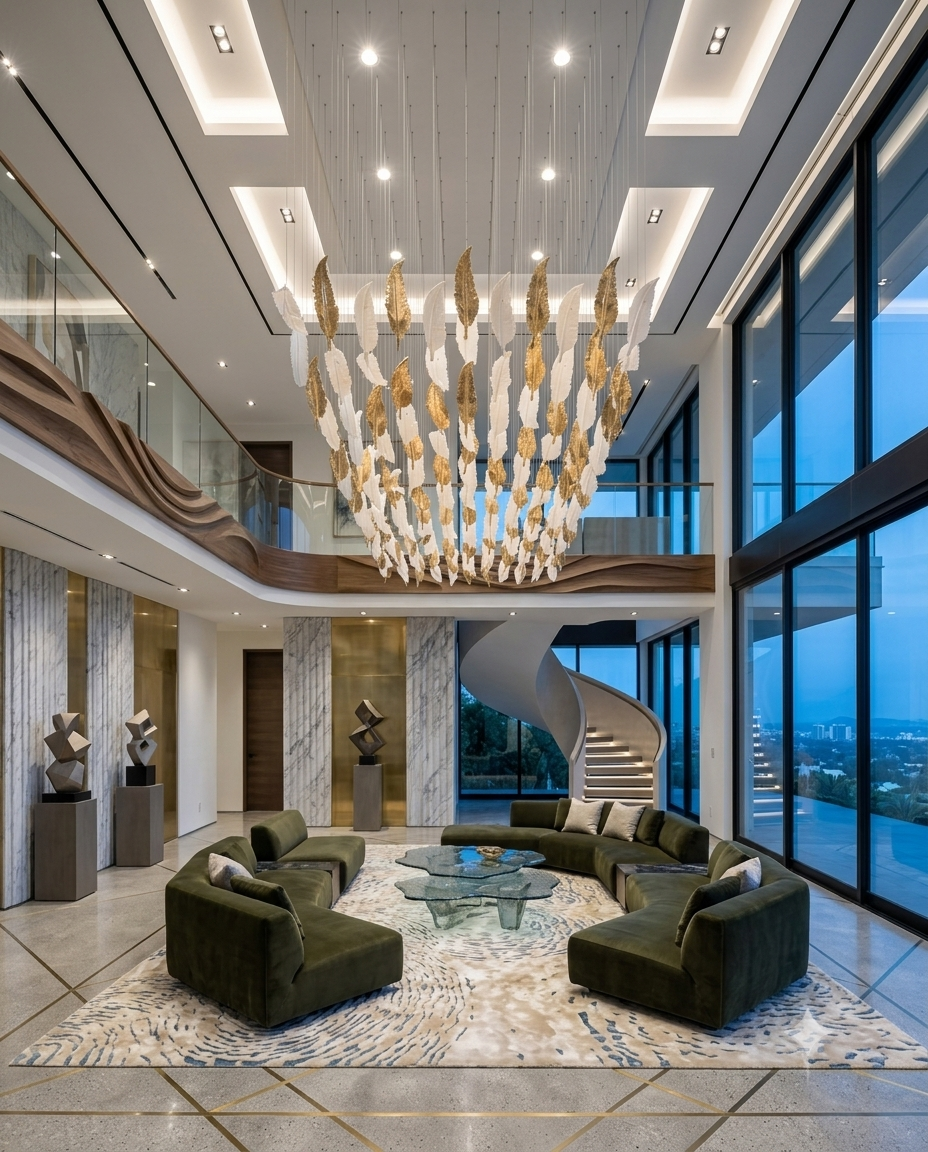 Custom Leaf Glass Chandelier | 200cm x 80cm Luxury White & Gold Ceiling Light