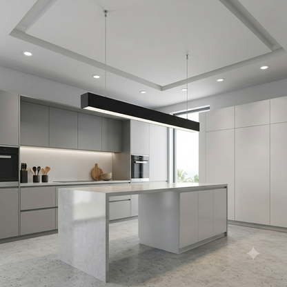 Modern LED Linear Suspension Light 120/240mm, Matte Black & White 3000K-6500K CCT Switchable