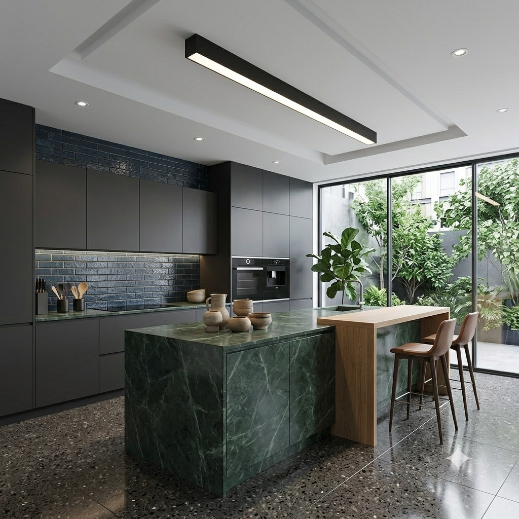 Modern LED Linear Suspension Light 120/240mm, Matte Black & White 3000K-6500K CCT Switchable