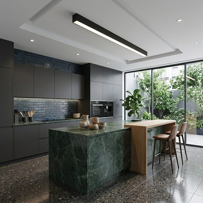 Modern LED Linear Suspension Light 120/240mm, Matte Black & White 3000K-6500K CCT Switchable